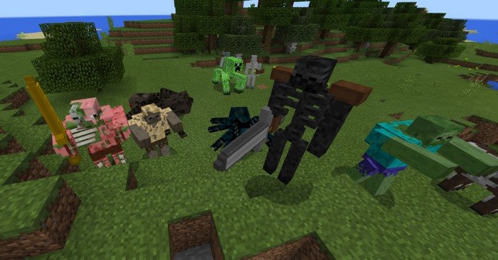 Mutant mobs of all kinds in the addon for MCPE