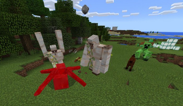 Mutant Iron Golems fighting vs spider