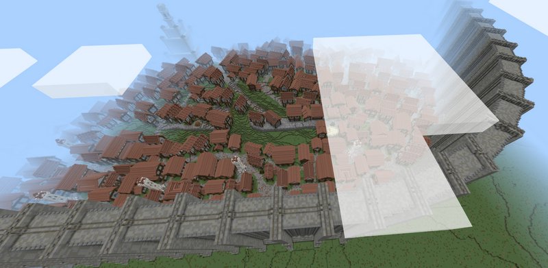 Attack on Titan Shiganshina District in a Minecraft map 1.16.5