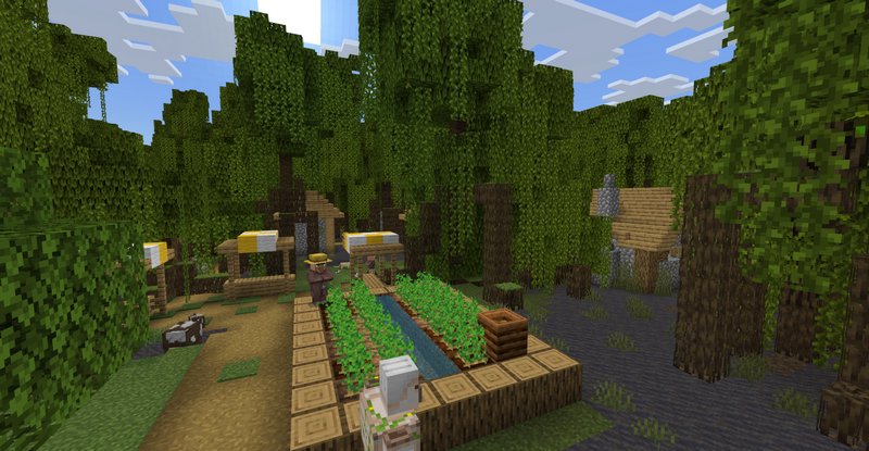 Minecraft seed: Mangrove swamp, jungle and mutated savanna close