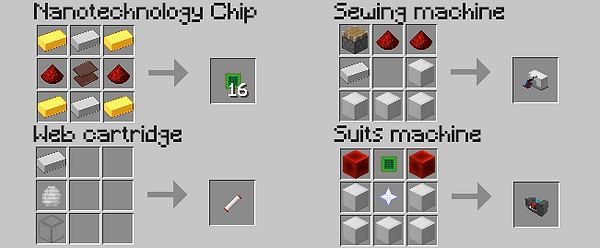 Crafting recipes