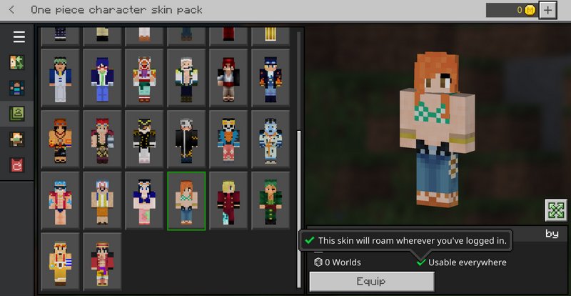 One piece skin pack