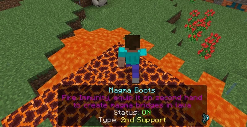 Walk on lava creating a path of magma with a special boots