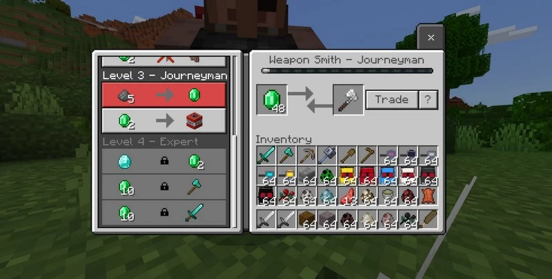 Better Trades with Weaponsmith villager