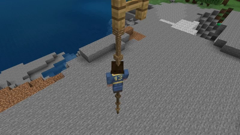 Climbing the rope in Minecraft